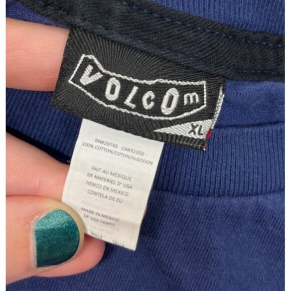 Volcom Graphic Logo T-Shirt Mens XL Blue Short Sleeve VTG Y2K Surfer Skater - Picture 6 of 7
